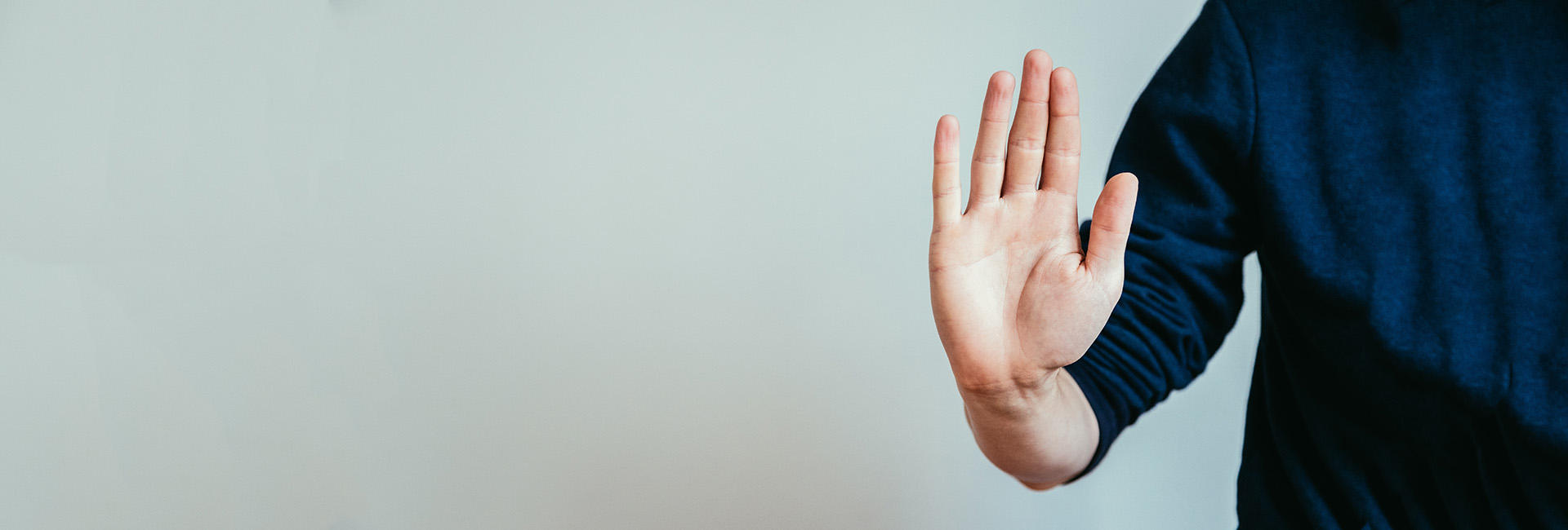 Heimopferrente: Hand zeigt Stopp-Geste
