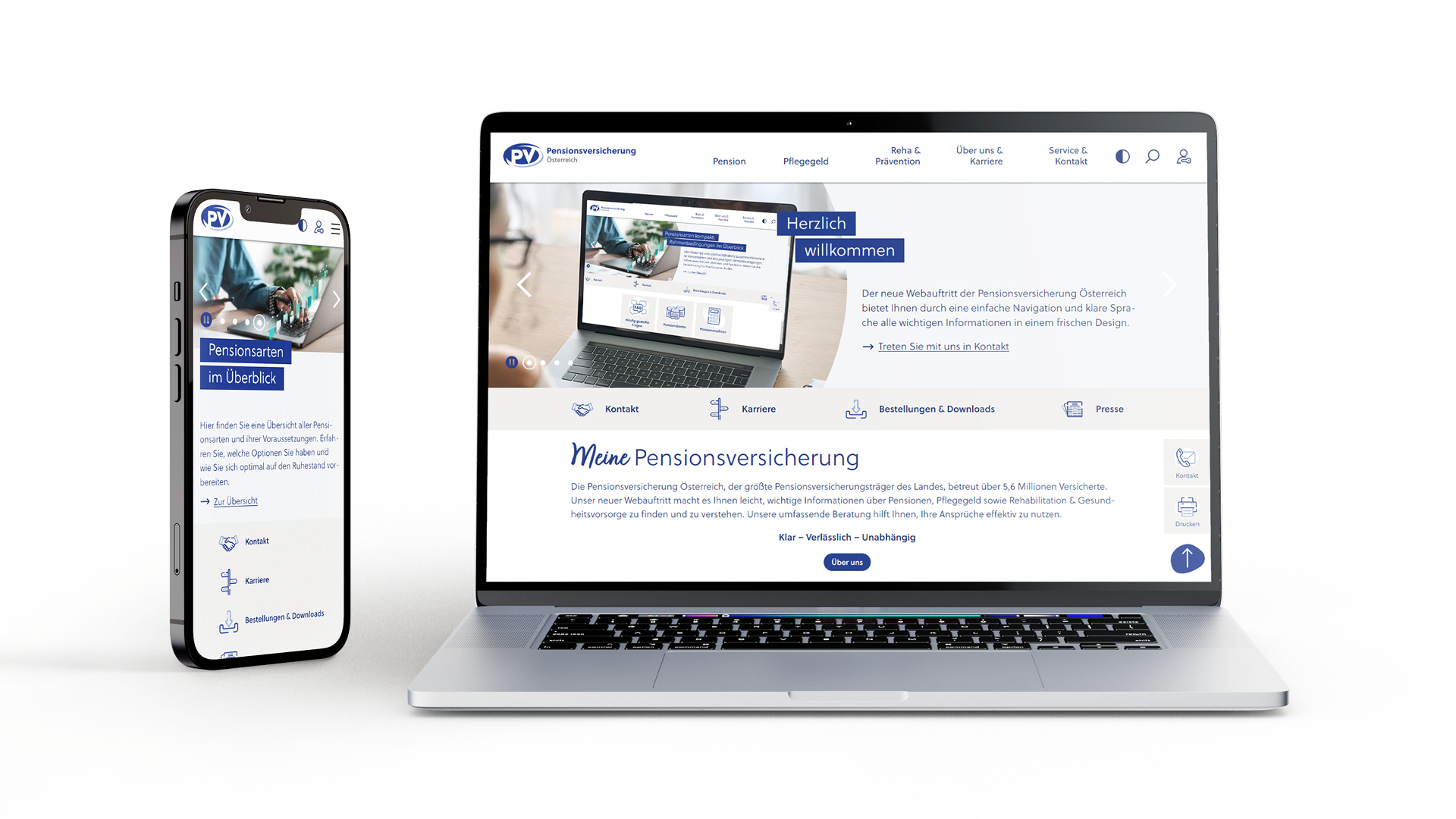 Neue PV-Website: Mockup Startseite am Handy und Laptop